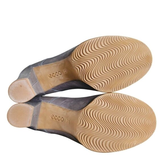 Ecco Oxford Lace Up Heels Blue Gray Boots Womens Size 8-8.5 Vintage Whimsigoth - Picture 6 of 10